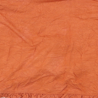 For Women Womens Orange Polyester Basic Blouse Size 18 V-Neck