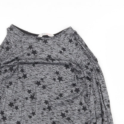 H&M Girls Grey Round Neck Geometric Polyester Pullover Jumper Size 11-12 Years Pullover - Star Print