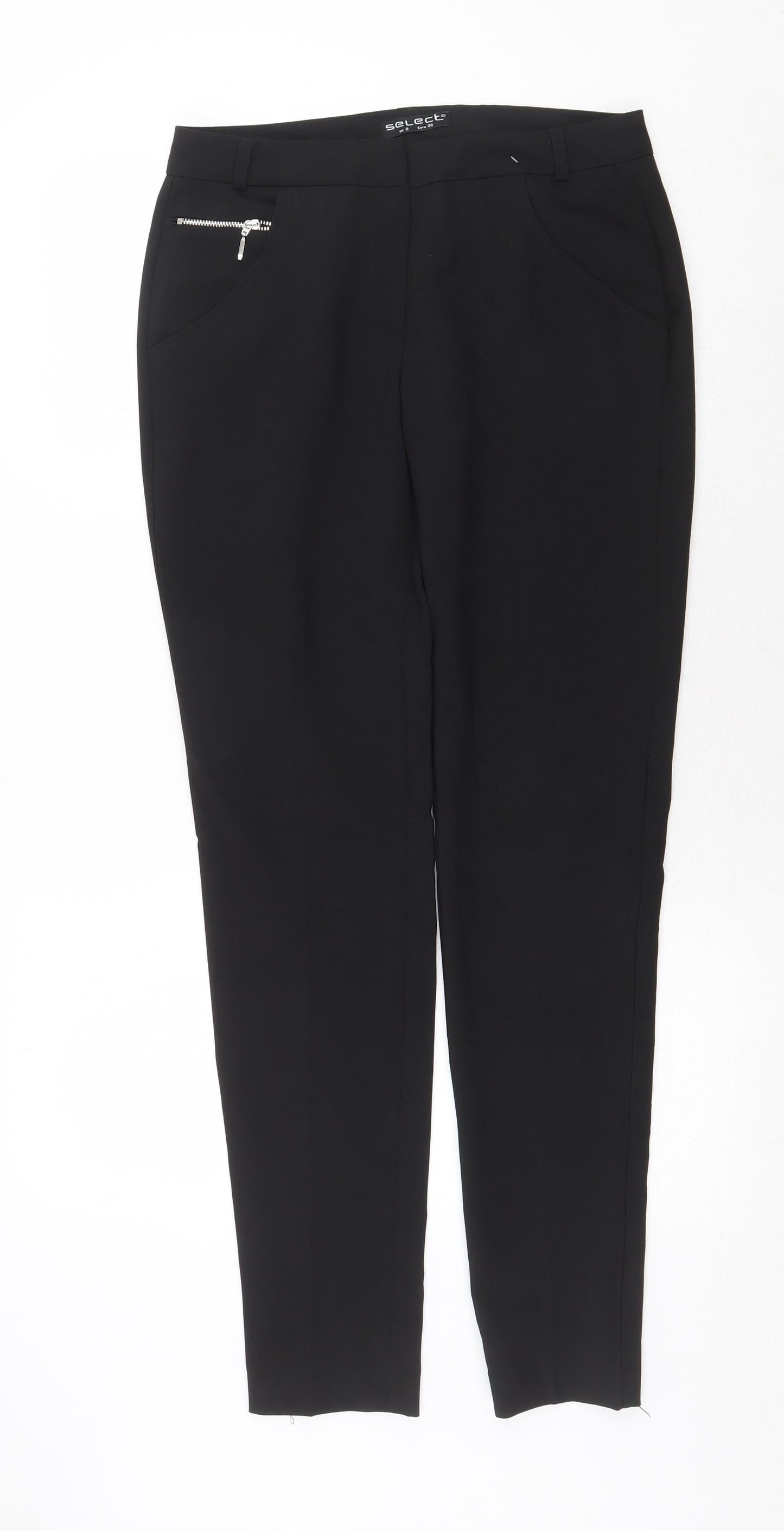 Womens UK Size 8 Select Regular Fit Capri Black Trousers