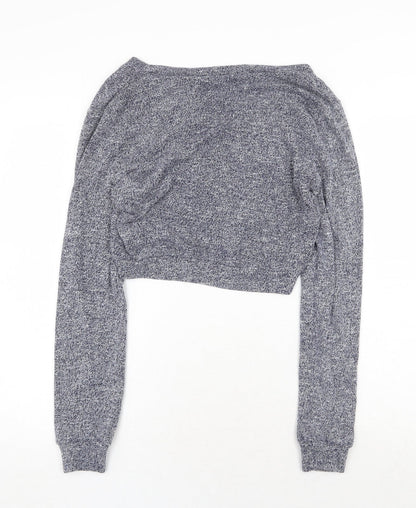 Luck & Trouble Womens Black V-Neck Cotton Pullover Jumper Size 10