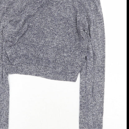 Luck & Trouble Womens Black V-Neck Cotton Pullover Jumper Size 10
