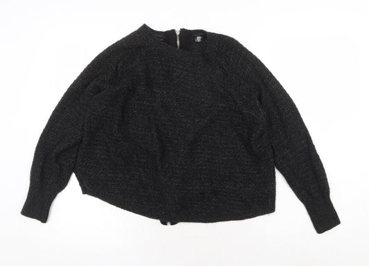 Golddigga Womens Black Round Neck Acrylic Pullover Jumper Size 8