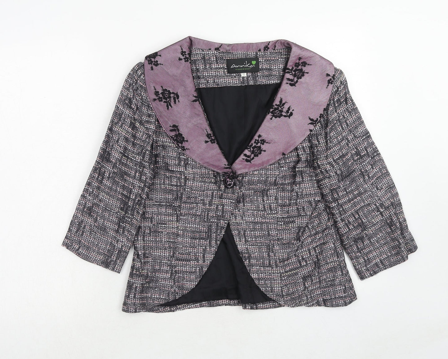 Annika Womens Purple Polyacrylate Fibre Jacket Blazer Size 12