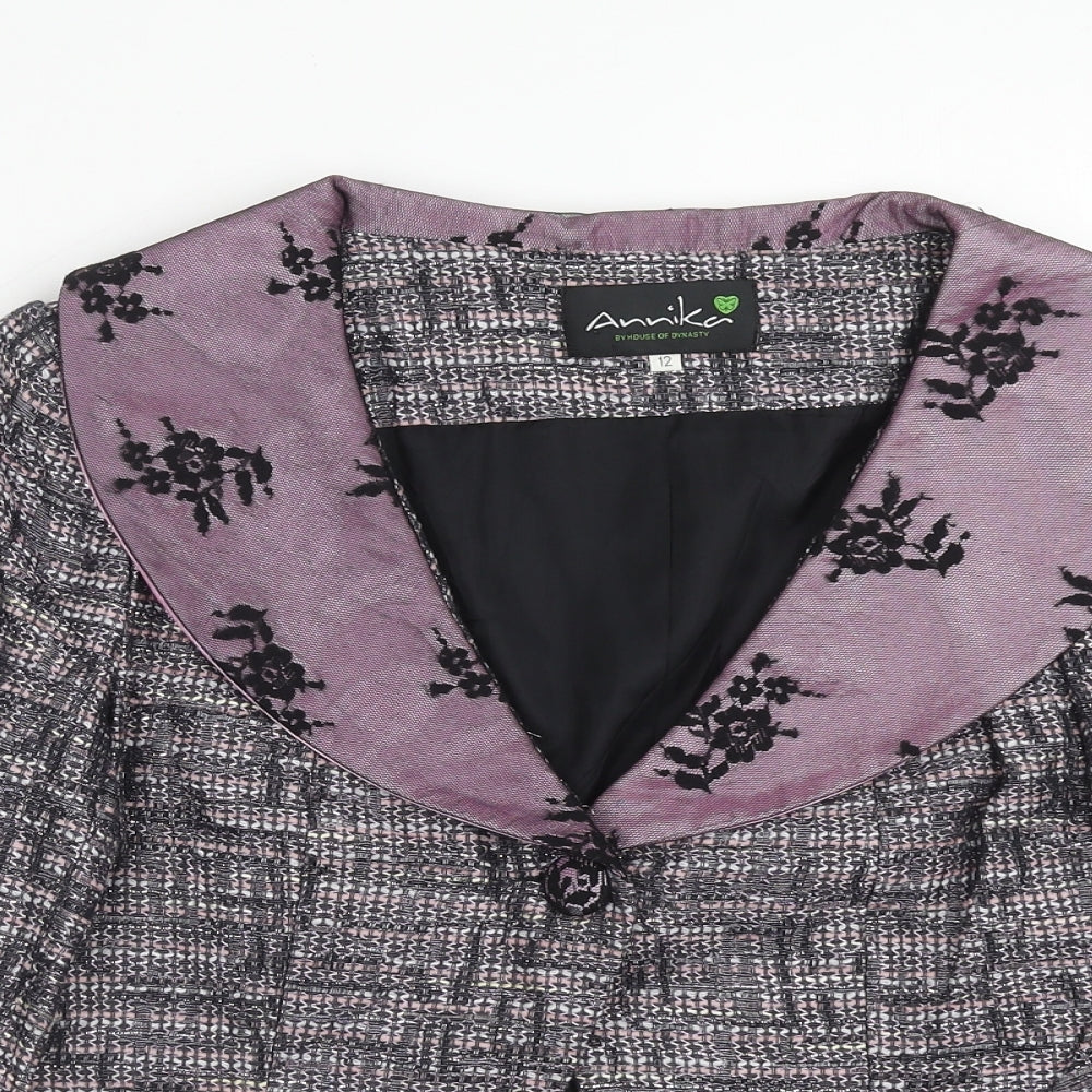 Annika Womens Purple Polyacrylate Fibre Jacket Blazer Size 12