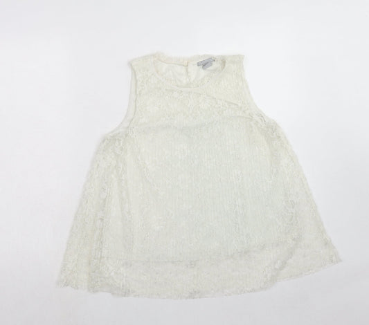Womens UK Size S H&M Ivory Basic Tank