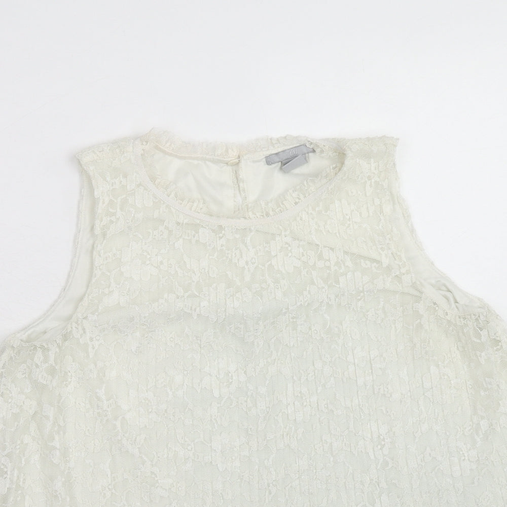 Womens UK Size S H&M Ivory Basic Tank