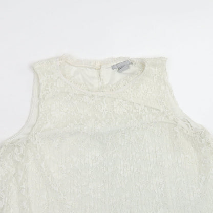 Womens UK Size S H&M Ivory Basic Tank
