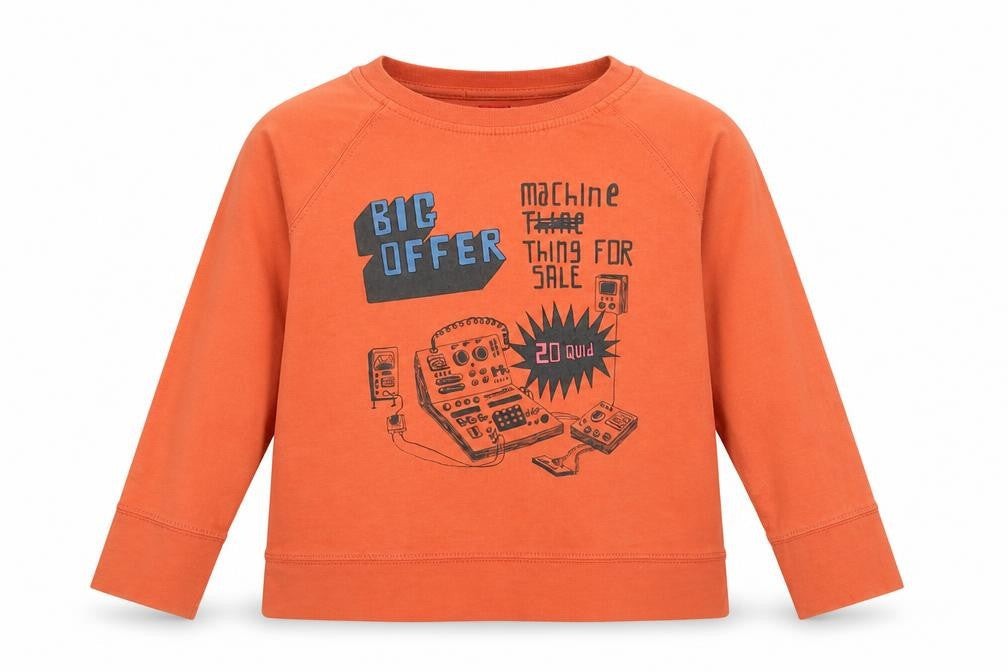 No Added Sugar Boys Orange Cotton Basic T-Shirt Size 4 Years Round Neck Pullover