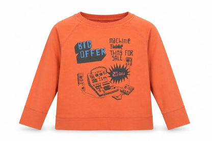 No Added Sugar Boys Orange Cotton Basic T-Shirt Size 4 Years Round Neck Pullover