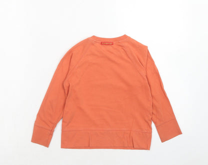 No Added Sugar Boys Orange Cotton Basic T-Shirt Size 4 Years Round Neck Pullover