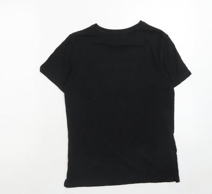Next Boys Black Cotton Basic T-Shirt Size 10 Years Round Neck Pullover - VIP Print