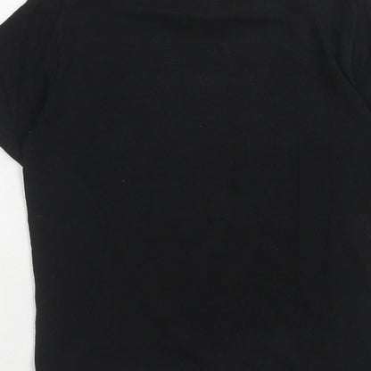 Next Boys Black Cotton Basic T-Shirt Size 10 Years Round Neck Pullover - VIP Print