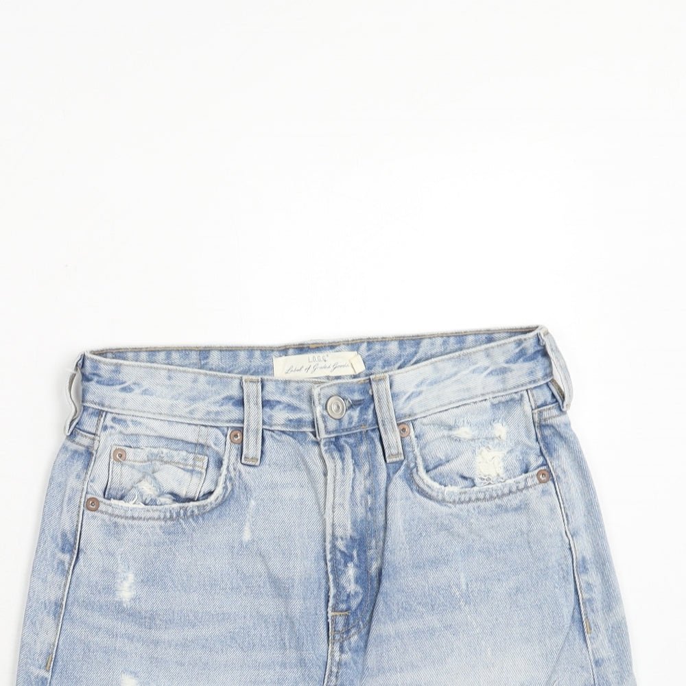 H&M Womens Blue Cotton A-Line Skirt Size 6 Zip