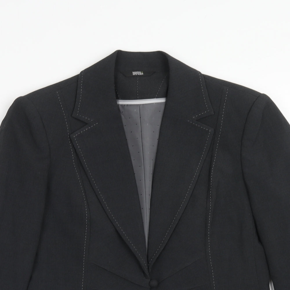 Marks and Spencer Womens Grey Polyester Jacket Blazer Size 10