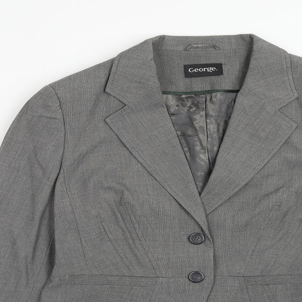 George Womens Grey Polyester Jacket Blazer Size 10