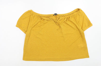 Womens UK Size L New Look Yellow Basic T-Shirt