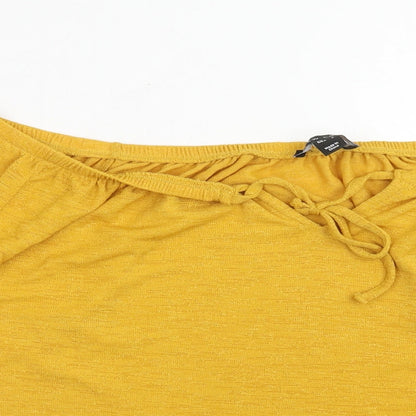 Womens UK Size L New Look Yellow Basic T-Shirt
