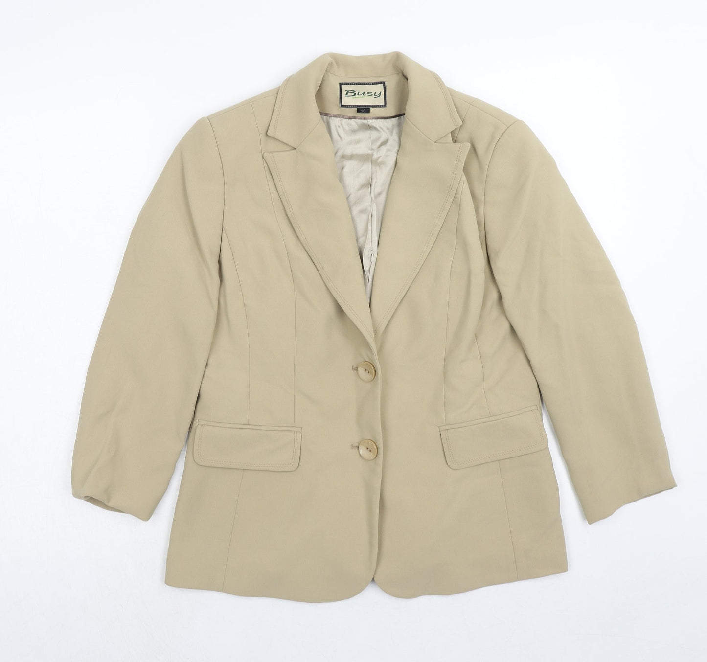Womens UK Size 10 Busy Regular Beige Suit Jacket