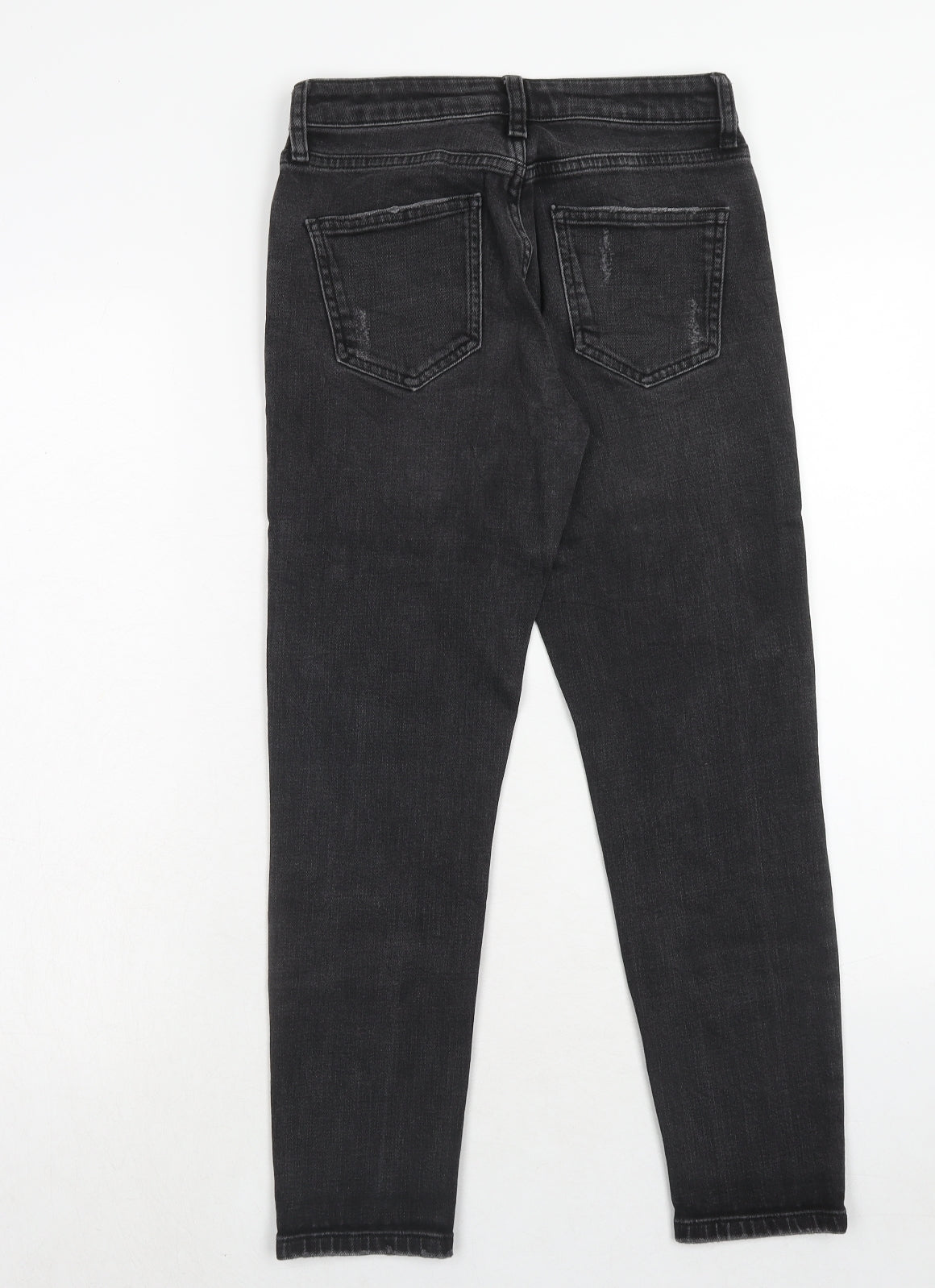 Topshop Womens Black Cotton Straight Jeans Size 25 in L28 in Regular Zip