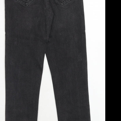 Topshop Womens Black Cotton Straight Jeans Size 25 in L28 in Regular Zip