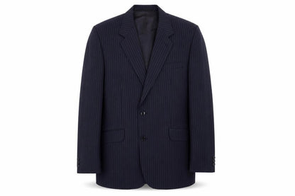 Vertek Mens Blue Striped Polyester Jacket Suit Jacket Size 40 Regular