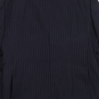 Vertek Mens Blue Striped Polyester Jacket Suit Jacket Size 40 Regular