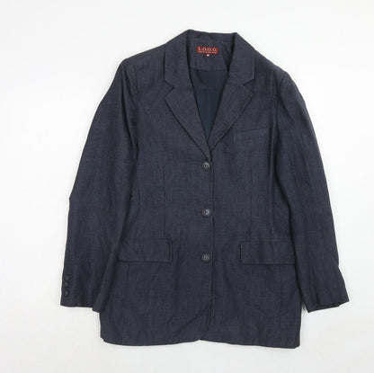 L.O.G.G. Womens Blue Linen Jacket Suit Jacket Size 12