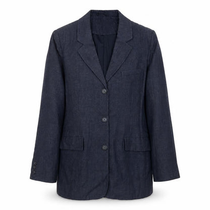 L.O.G.G. Womens Blue Linen Jacket Suit Jacket Size 12