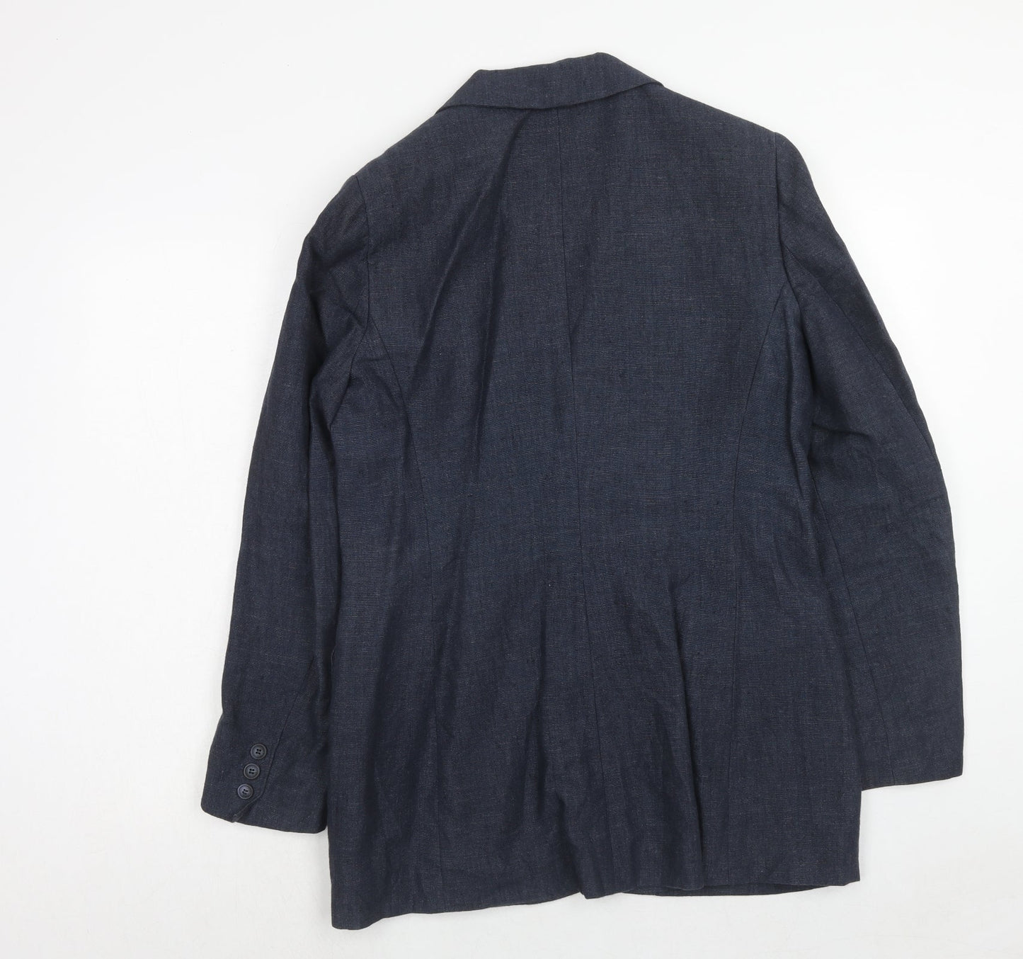 L.O.G.G. Womens Blue Linen Jacket Suit Jacket Size 12