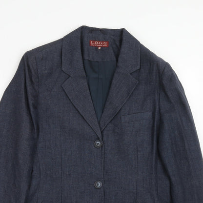 L.O.G.G. Womens Blue Linen Jacket Suit Jacket Size 12