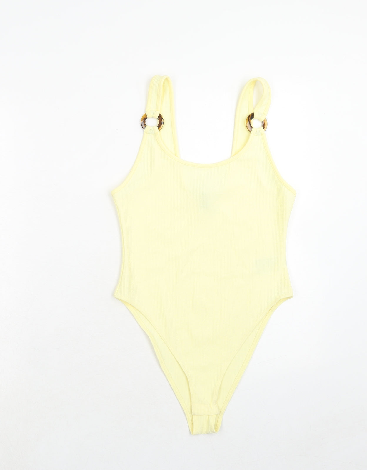 H&M Womens Yellow Polyester Bodysuit One-Piece Size S Snap