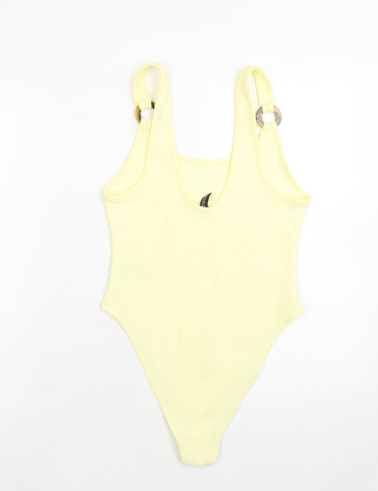 H&M Womens Yellow Polyester Bodysuit One-Piece Size S Snap