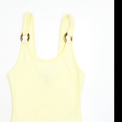 H&M Womens Yellow Polyester Bodysuit One-Piece Size S Snap