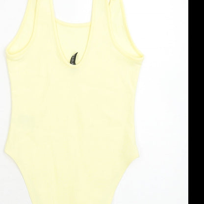 H&M Womens Yellow Polyester Bodysuit One-Piece Size S Snap