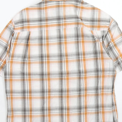 UrbanSpirit Mens Orange Plaid Cotton Button-Up Size S Collared Button
