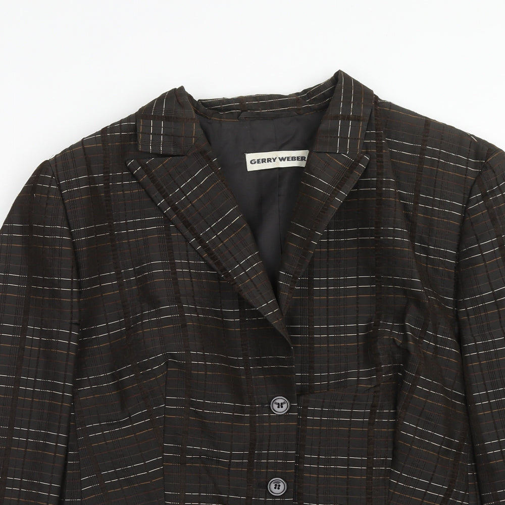 Gerry Weber Womens Brown Plaid Polyester Jacket Blazer Size 18