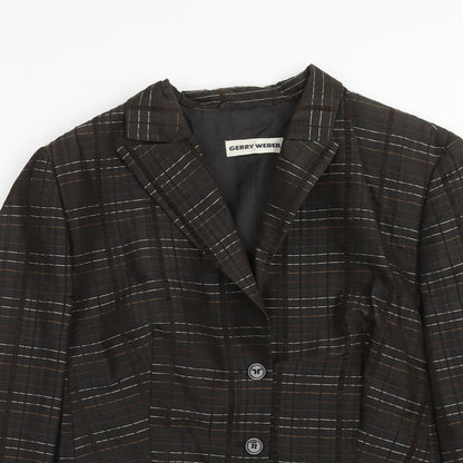 Gerry Weber Womens Brown Plaid Polyester Jacket Blazer Size 18