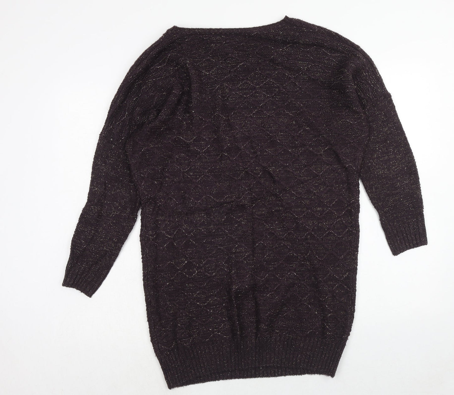 TU Womens Purple Argyle/Diamond Acrylic Jumper Dress Size 8 Round Neck