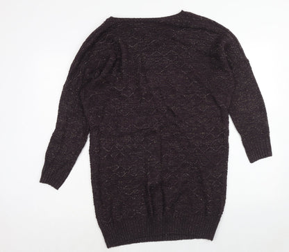 TU Womens Purple Argyle/Diamond Acrylic Jumper Dress Size 8 Round Neck