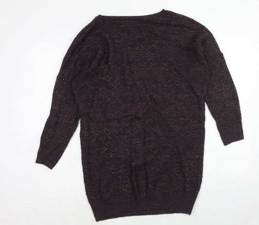 TU Womens Purple Argyle/Diamond Acrylic Jumper Dress Size 8 Round Neck