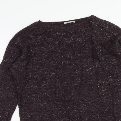 TU Womens Purple Argyle/Diamond Acrylic Jumper Dress Size 8 Round Neck