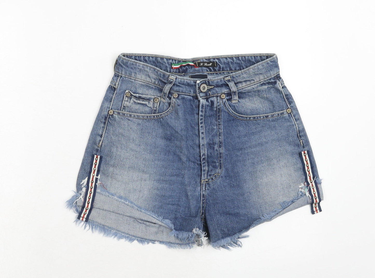 Please Womens Blue Cotton Cut-Off Shorts Size XS Regular Zip