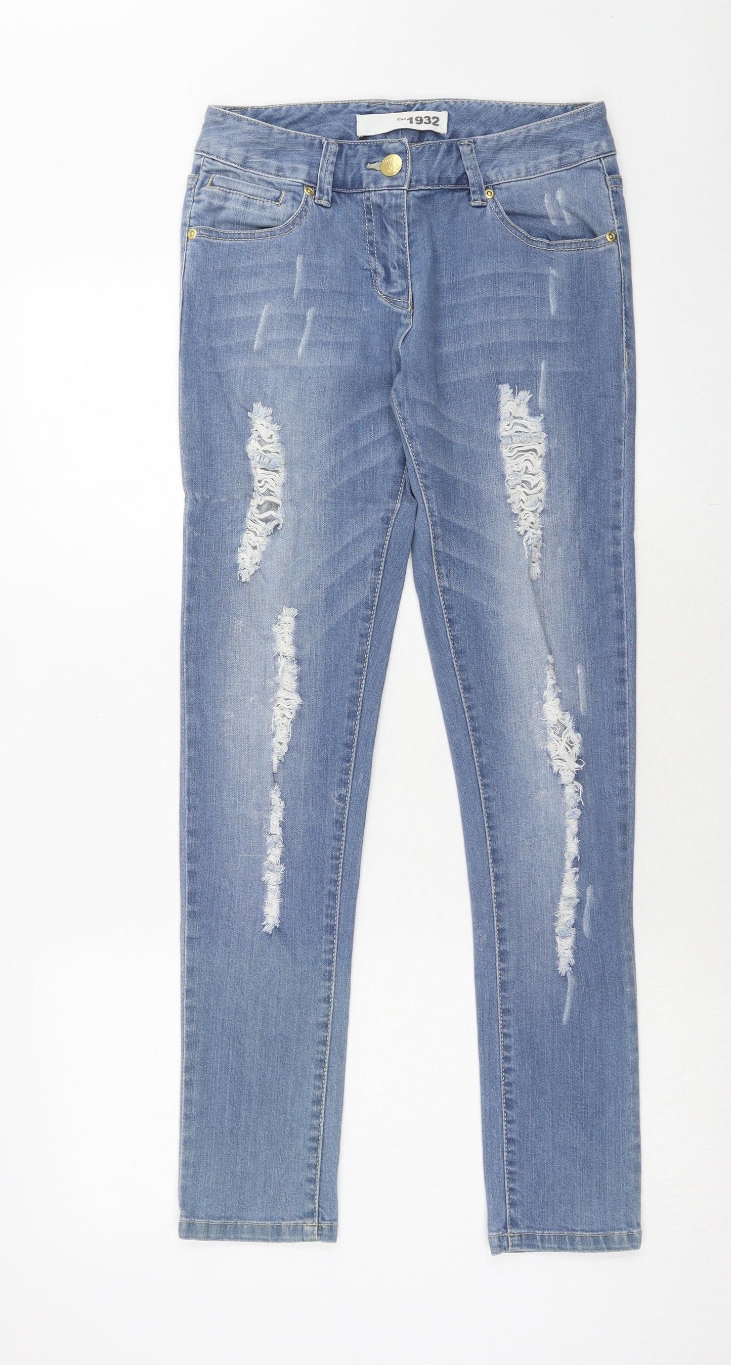 South Womens Blue Cotton Skinny Jeans Size 8 Regular Zip