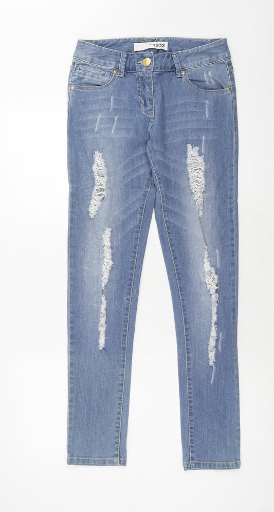 South Womens Blue Cotton Skinny Jeans Size 8 Regular Zip