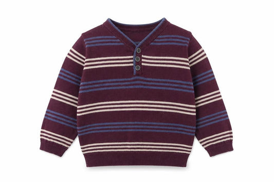Mothercare Boys Purple Striped Cotton Pullover Jumper Size 12-18 Months Pullover