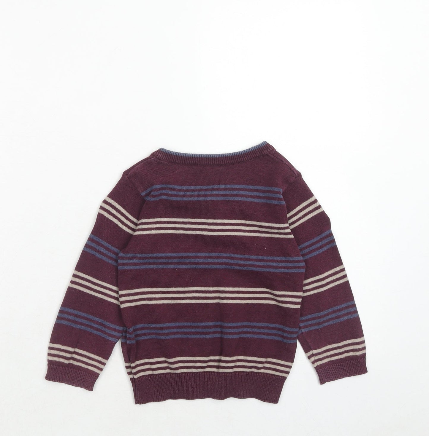 Mothercare Boys Purple Striped Cotton Pullover Jumper Size 12-18 Months Pullover
