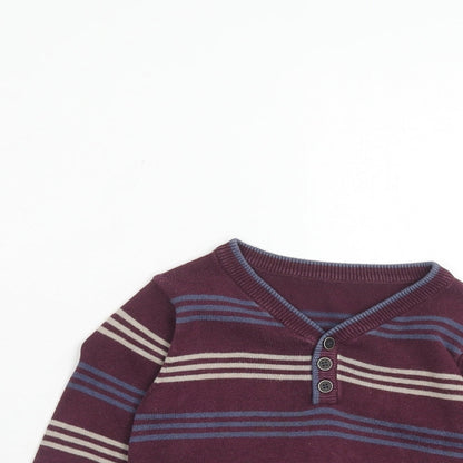 Mothercare Boys Purple Striped Cotton Pullover Jumper Size 12-18 Months Pullover