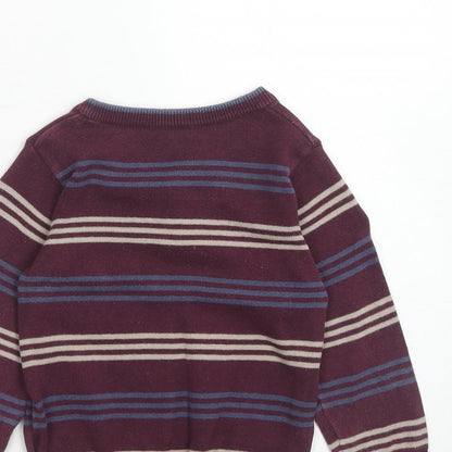 Mothercare Boys Purple Striped Cotton Pullover Jumper Size 12-18 Months Pullover