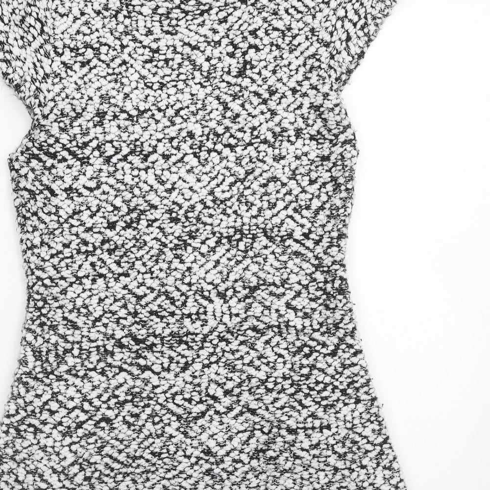Fire Brand Womens Black Geometric Acrylic Jumper Dress Size L Round Neck Pullover
