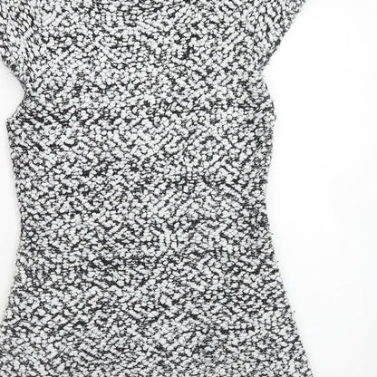 Fire Brand Womens Black Geometric Acrylic Jumper Dress Size L Round Neck Pullover